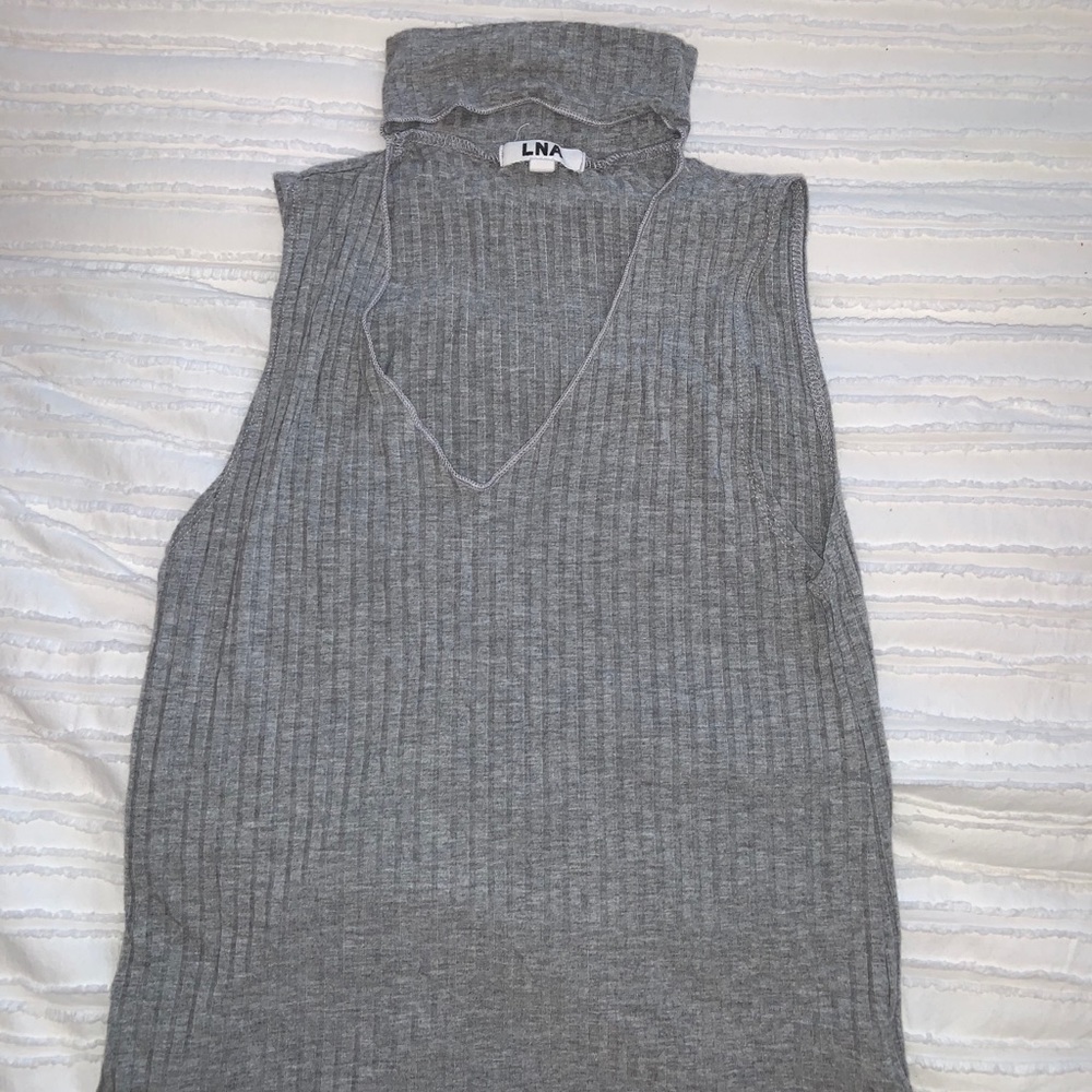 Grey cut out tank top